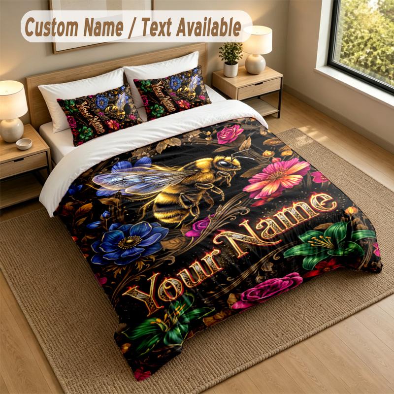 Decorative Artwork Theme Personalized 3Pcs Bedding Set Custom Text & Name 1 Sheet 2 Pillowcases Household Bedding 1pc