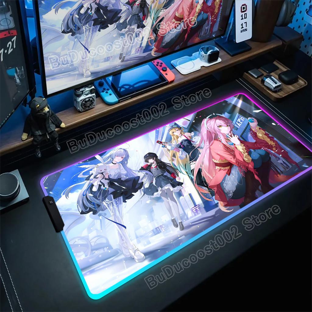 Pretty CHISA Aemeath Luno Cartethyia Wuthering Waves Game Mouse Pad RGB Non-Slip Rubber Mousepad Laptop PC Large Anime Desk Mat