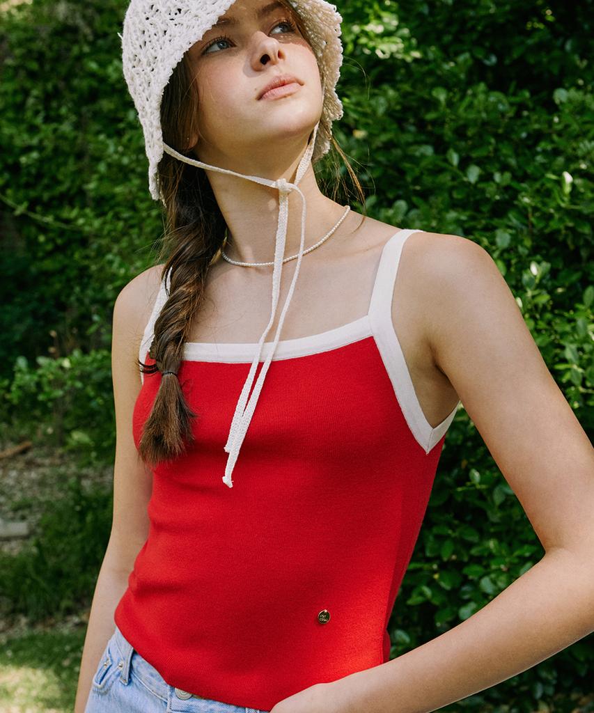 NONLOCAL Color Block Sleeveless Knit – Red