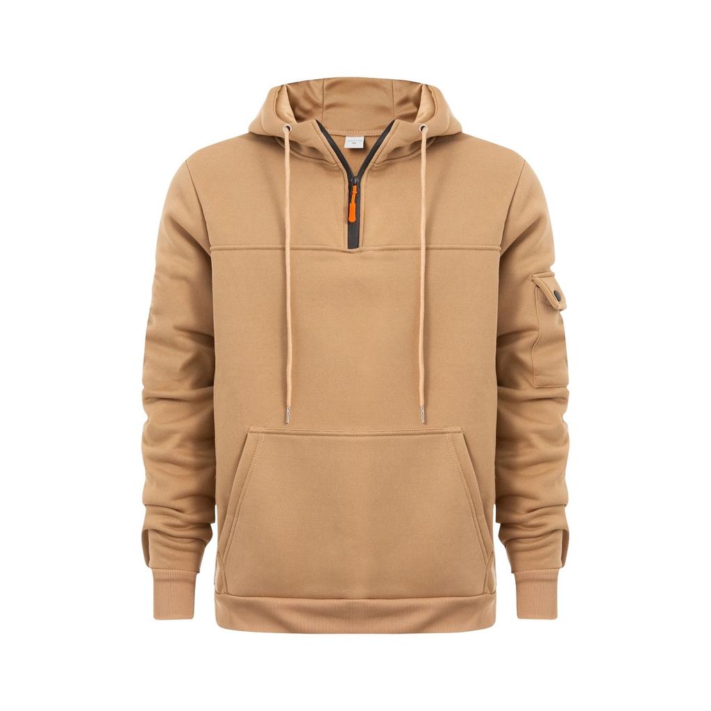 Men's Sweatshirt Hoodie Zipper Arm Pocket Cardigan Men's Sports Large Size Casual Hoodie