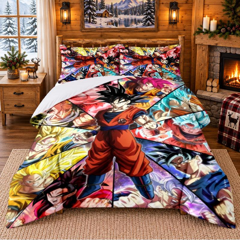 N-Narutos Pattern Bedding 3Pcs Set Bed Sheet And Pillowcases For Indoor Bedroom