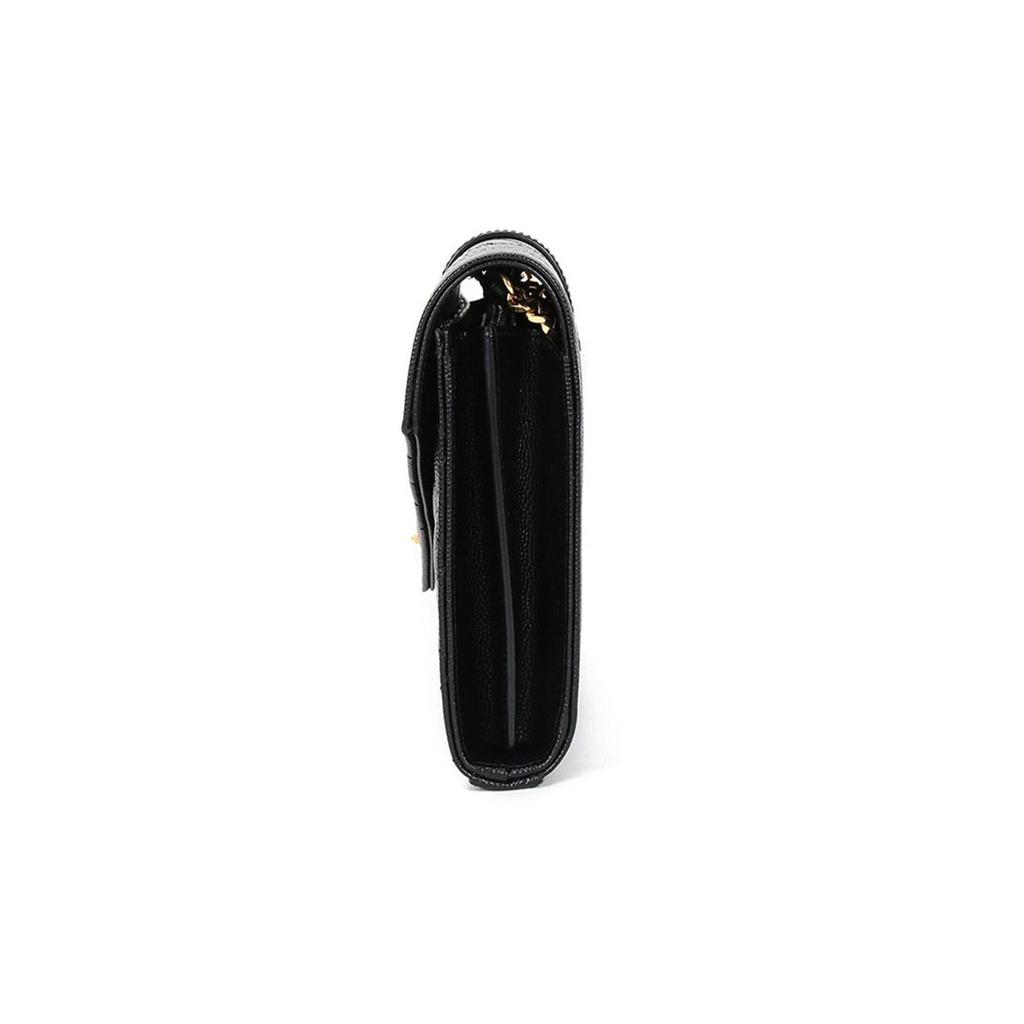 Saint Laurent Ysl Монограмма Золотой Логотип Зернистая Стеганая Кожаная Сумка Через Плечо на Цепочке Женские Сумки Черный 620280BOW911000