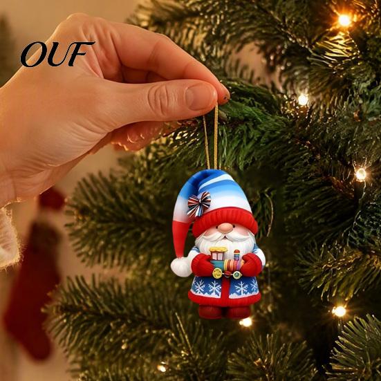 Rustic Holiday Elf Ornaments Colorful Santa Gnome Christmas Ornaments, 2D Flat Acrylic Hanging Indoor Wall Pendant for Xmas Tree, Mantel, Wreath, Home