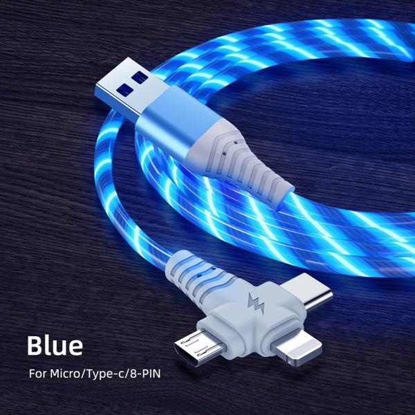Светящийся кабель USB 3-в-1 для iPhone 3 в 1 2 в 1 LED Micro USB Type C 8-контактный зарядный кабель