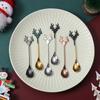 Desserts Stainless Steel Christmas Deer Head Coffee Scoops Christmas Spoons Tea Scoop Xmas Antlers