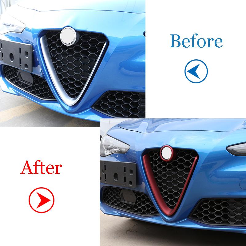 Углеродное волокно красный для Alfa Romeo Giulia Stelvio 2017 2018 ABS пластик передняя решетка декоративная рамка автомобиля