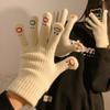 Gloves Five Fingers Cute Wool Thickened Warm Knitted Gloves Riding Autumn Touch Screen