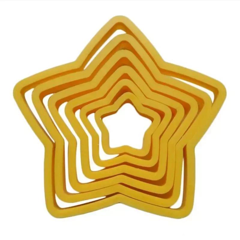 6pcs/Set Christmas Tree Cookie Cutter Mold Xmas Plastic DIY 3D  Year Biscuits Gingerbread Maker Stamp Baking  Acssories