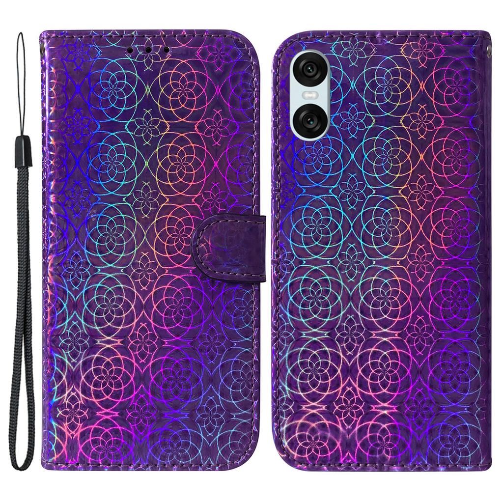 For Sony Xperia 10 VI Wallet Cover Dazzling Flower PU Leather Magnetic Clasp Protective Phone Case