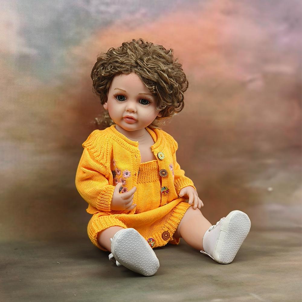 55 см Reborn Baby Princess, мягкий силиконовый гибкий мягкий на ощупь вьющийся волос, модная кукла для девочек, подарок