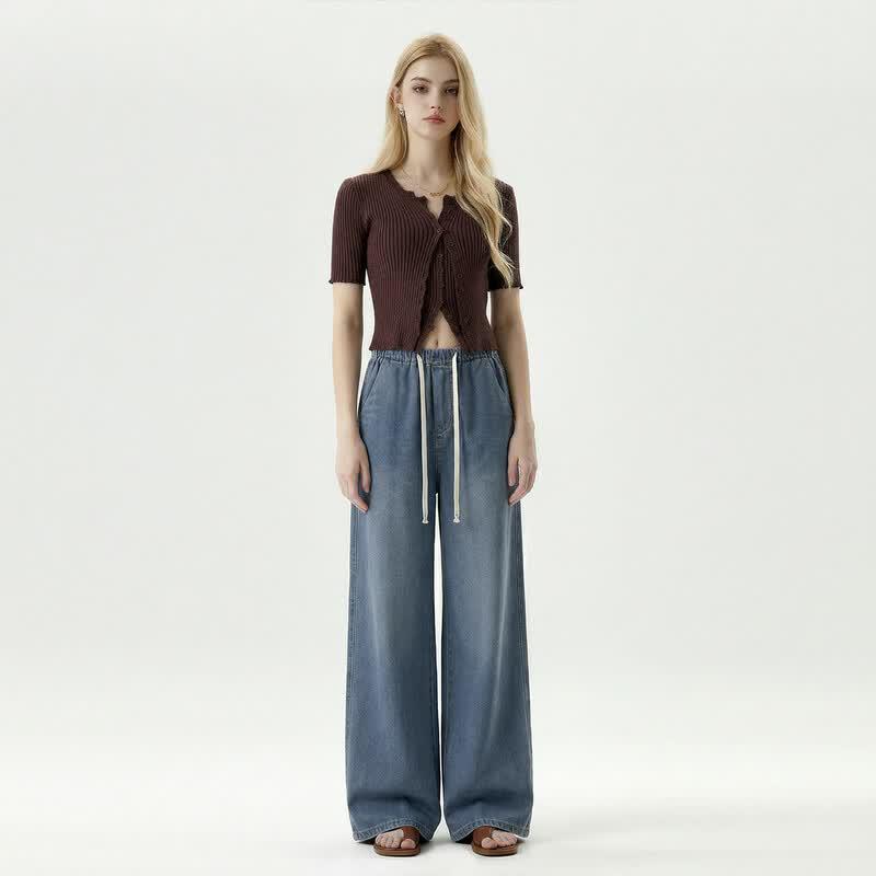 Jeep Женские легкие джинсы из лиоцелла с широкими штанинами и кулиской