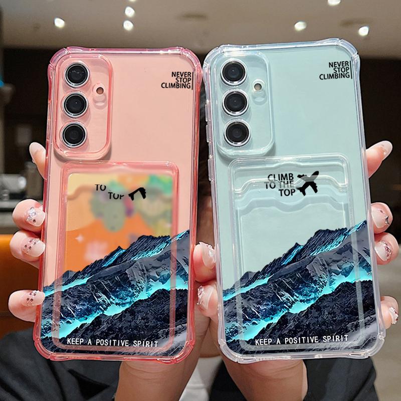 Card Bag Wallet Case For Samsung Galaxy A56 A55 A15 A16 A35 S25 S24 S22 S21 Ultra S23 S24 FE Snow Mountain Print TPU Phone Cover