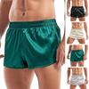 Men Shorts Elastic Waist Mid-rise Versatile Sports Shorts Sexy Side Slits Solid Shiny Satin-like Shorts Daily Wear