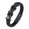 Men's Fashion Black Woven Leather Inlaid Cross Hidden Safety Buckle Business Casual Gift Men Bracelet BB1331