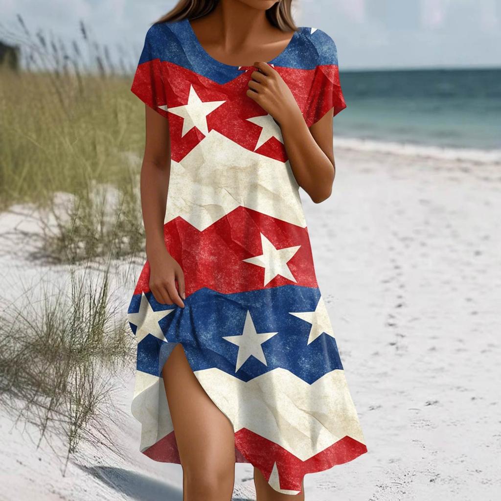 Платье в стиле бохо с коротким рукавом для женщин, повседневное, свободного кроя, летнее, сарафан с цветочным принтом и карманами