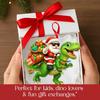 Santa Riding Dinosaur Ornament Funny Santa Claus Acrylic Hanging Decoration Novelty Dino Christmas Tree Ornament for Kids Boys Men