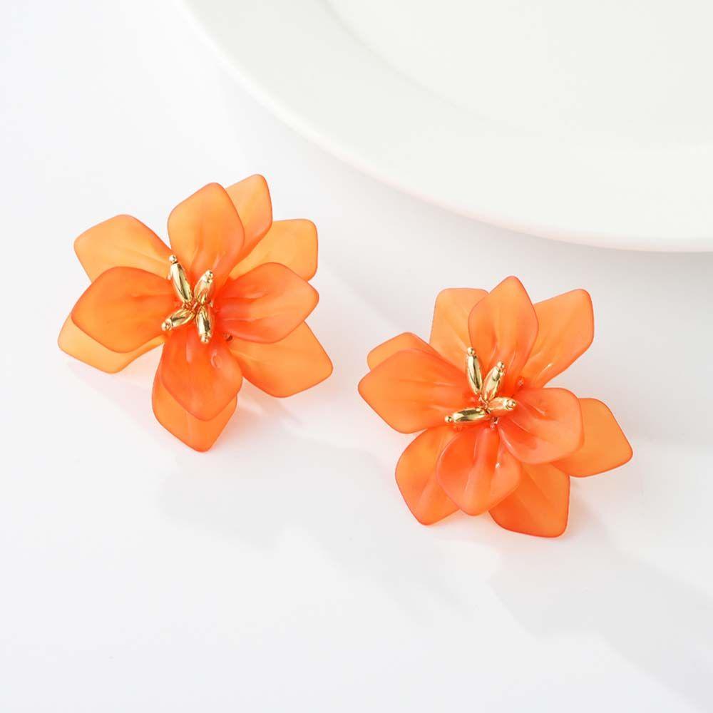 Girls Fashion Acrylic Resin  Personality Petals Studs Earrings Drop Earrings Accessories Jewelry