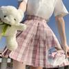 Bow Skirt Pleated Women Plaid Knot Summer High Waist Preppy Girls Dance Mini Skirt Cute A Line Harajuku Sexy With A Bow Tie