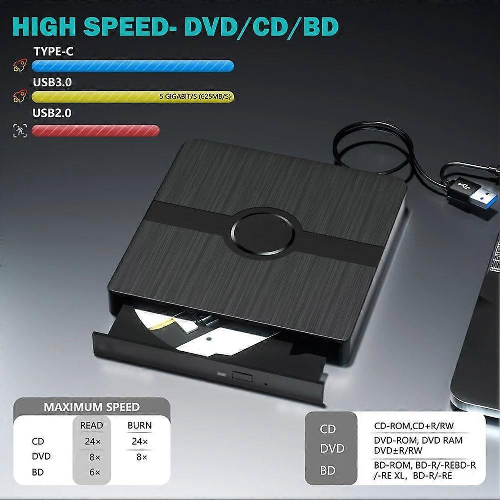DVD Recorder Ultra-thin,ligh USB Type-C Portable C D Drive Universal
