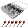 Stainless Steel Storage Seasoning Box PC Cover Condiment Organizer Restaurant
