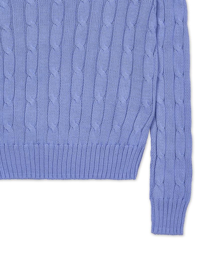 POLO RALPH LAUREN Cable Knit Cotton V-Neck Sweater - Blue