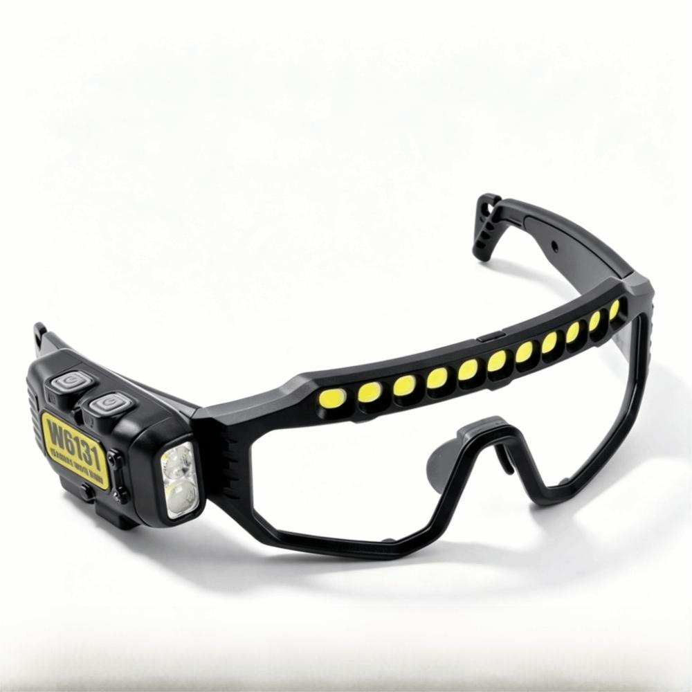 Waterproof Headlight Glasses Adjustable Goggle Light Hands-Free Headlamp Glasses  Biking