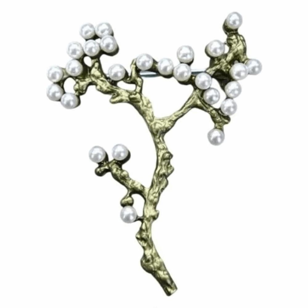 Vintage Leaf Brooch Handmade Pearl Brooch Nature Theme Plant Brooch Collar Accessories