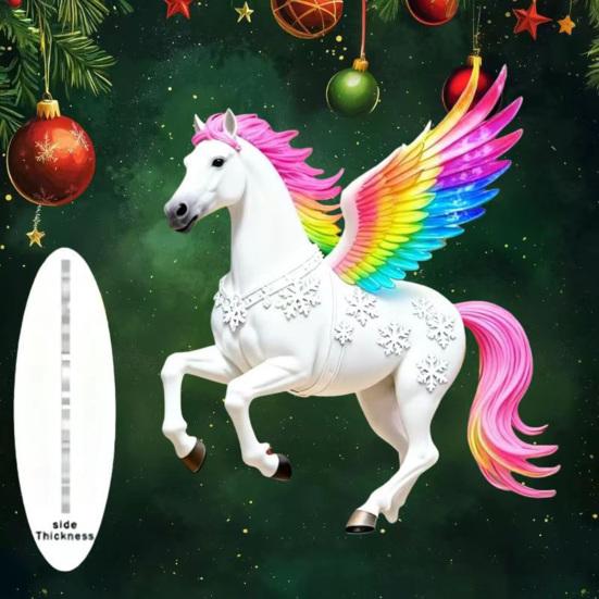 2D Плоская Лошадь Автомобильный Подвесной Орнамент Акриловая Лошадь Шарм для Зеркала Заднего Вида Праздничные Зимние Подвесные Аксессуары для Рождественской Елки Автомобильный Интерьер Стена Окно