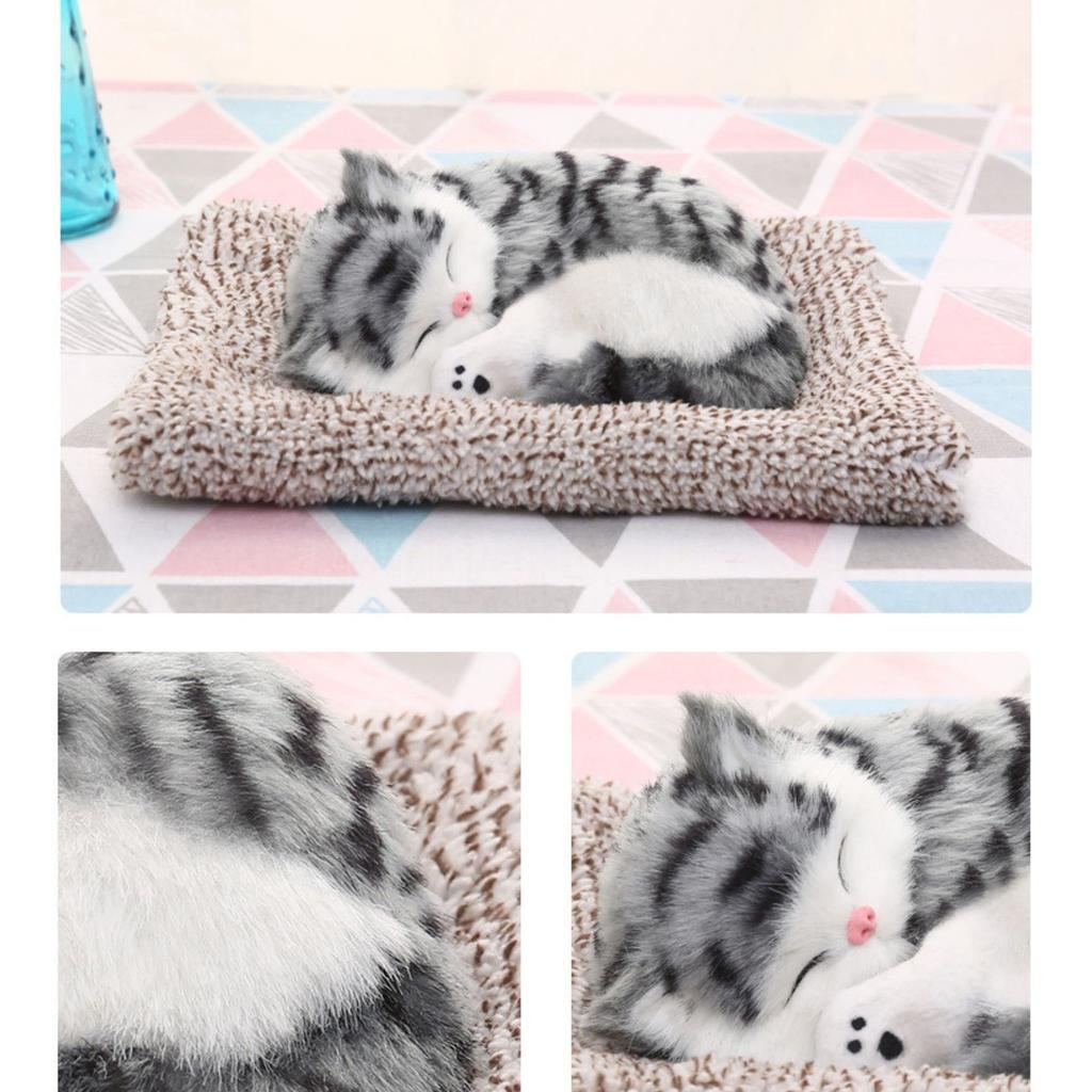 TASINO Realistic Gray Cat Figurine Plush 26 x 18 Lifelike Kitten Car Toy, cm, Cute, Model, Accessories,