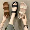 2024 Summer Women's Flat Strap Velcro Sandals - Korean Fashion for Outdoor Leisure & Beachwear