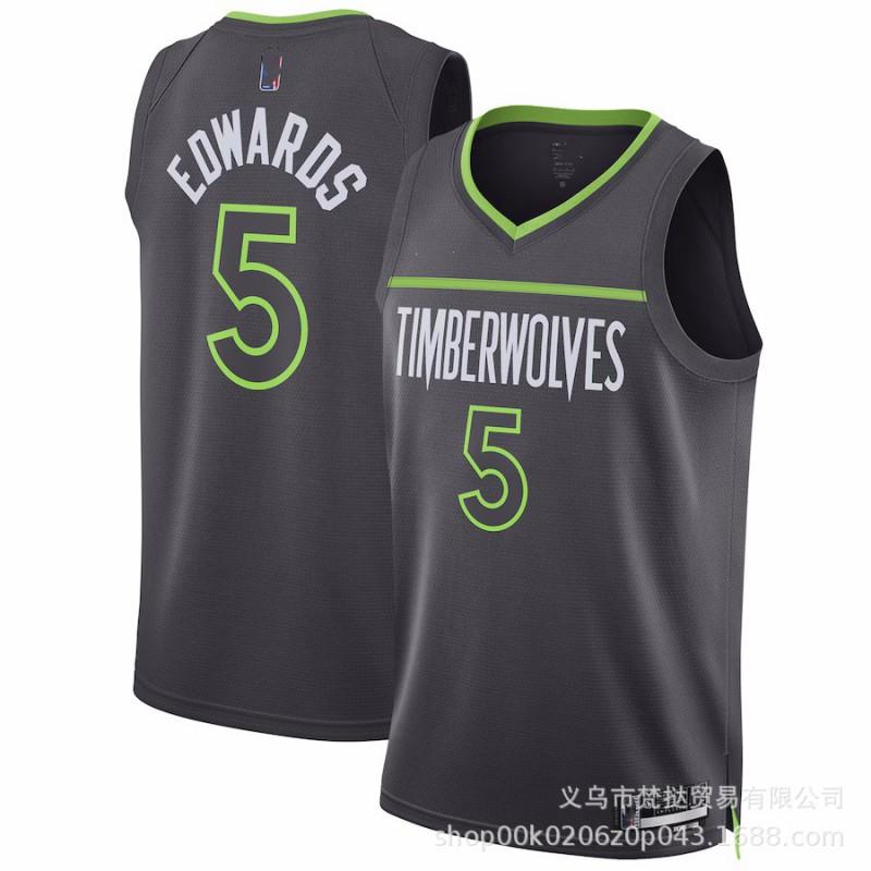 Mens Basketball Jersey Minnesota Timberwolves Edwards 5 Towns 32 Wiggins 1 V-Neck Sleeveless Cotton Sport Shirt