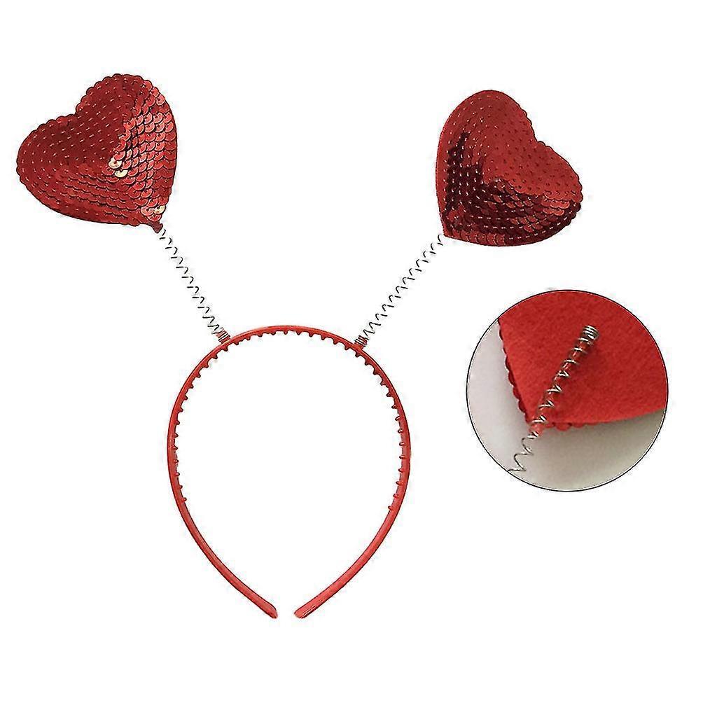Valentines Day Headband Red Sequins Love Heart For Head Boppers Antenna Hair Hoop Holiday Festival Costume Party Props