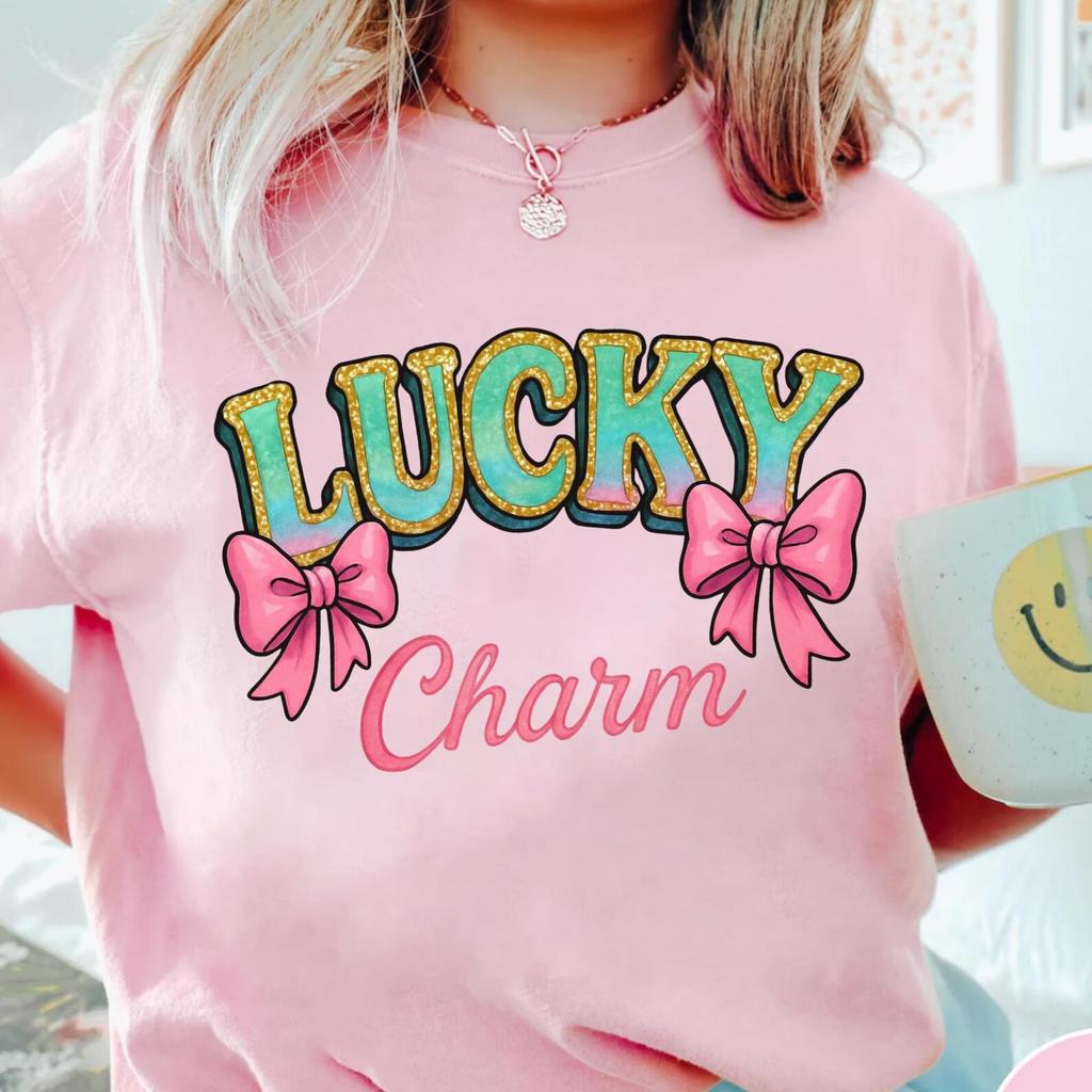 Lucky Charm Shirt and kids shirt - Retro St. Patrick's Day Tee, Vintage Lucky Aesthetic Apparel, Comfort Colors Lucky Charm Gift for Women