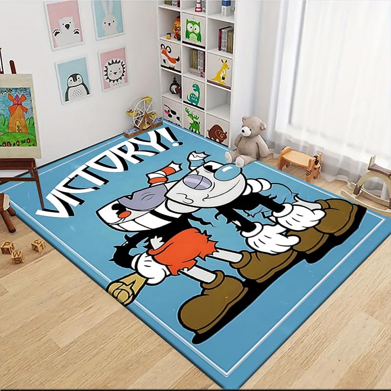1Pc Cuphead Mugman Adventure Carpet Rug Customizable Soft Washable Antislip Home Living Room Sofa Mats Personalized Rug 0917249