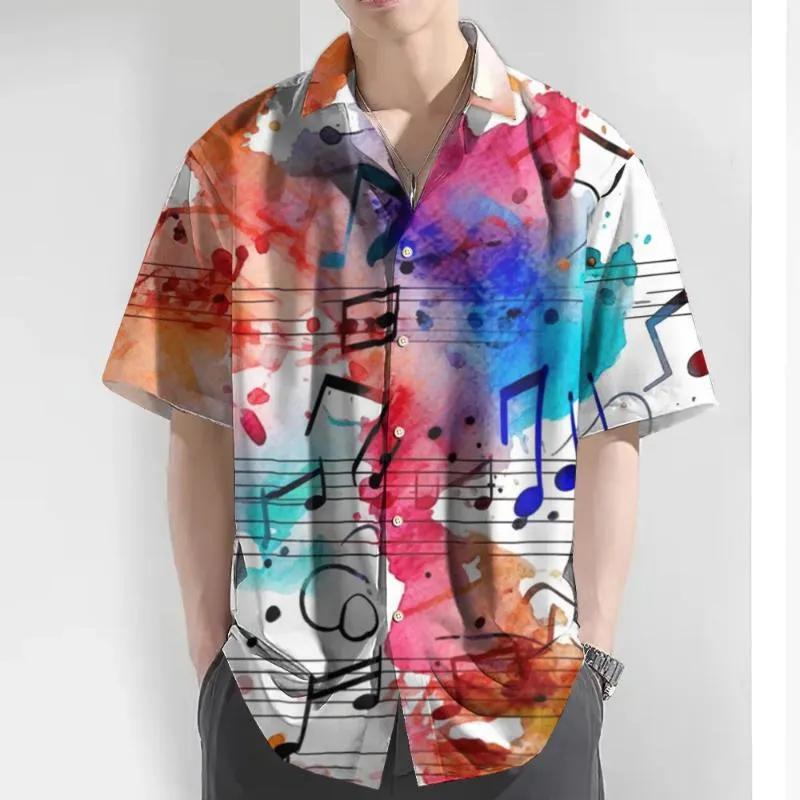 Eye-Catching Fire Electric Guitar Music Elements And Street Scenes3D Printing Short Sleeve Shirts For Men Fashion Hawaiian Shirt