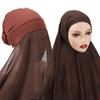 Wrap Scarves Long Solid Color Hijab Chiffon Women Beanies Skullies Muslim Scarf Headscarf