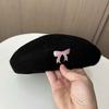 Японская вышивка Трехмерный бант Шерстяной берет Женская сезонная шляпа художника Подчеркивающая лицо Маленькая шляпа-тыква