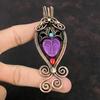 Фиолетовый резной кулон из кости с драгоценным камнем для лица, медная проволока, обернутая кулоном, коралловый и бирюзовый кулон, медная проволока, обернутая ювелирными изделиями, подвески ручной работы