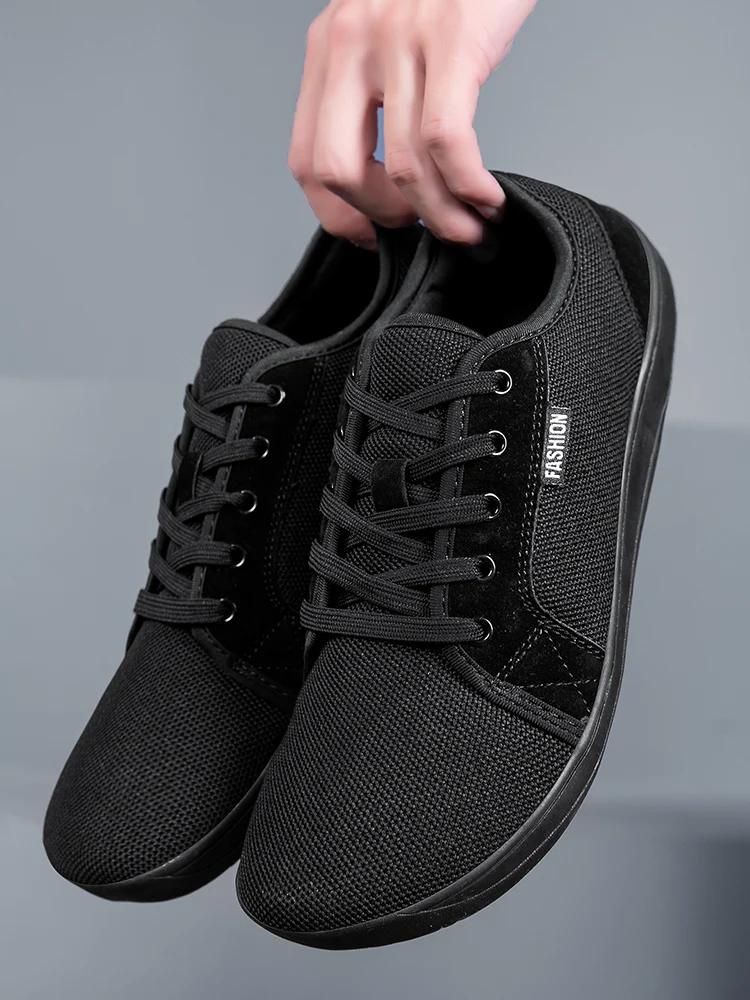 Men's Shoes and Sports Shoes Wide Toe Barefoot Casual Plus Size Wide Last Fashionable Canvas Black Flat Bottomed Board Shoes