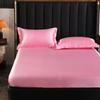 Fitted Sheet High-End Mattress Cover Solid Color Luxury Satin Fit Sheet Elastic Band Bed Sheet Double Queen Size Bedsheet