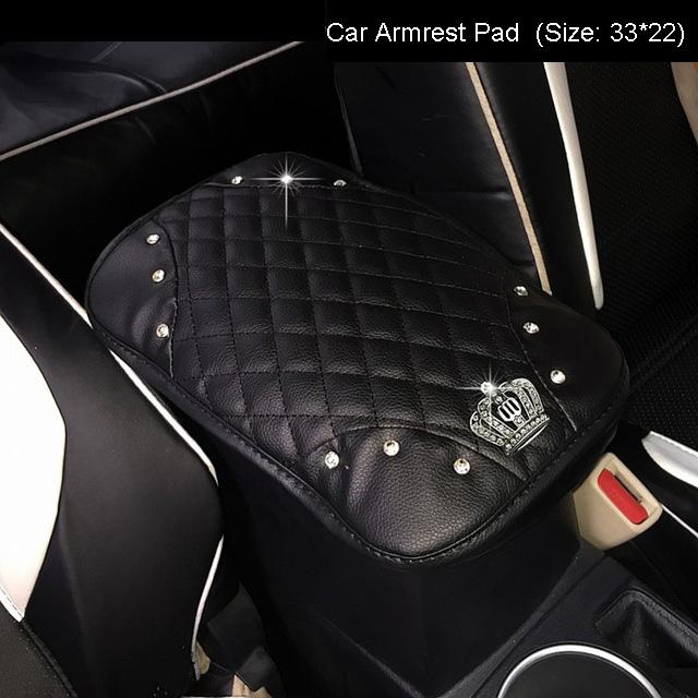 Универсальный чехол на руль автомобиля из искусственной кожи с отделкой из блестящих страз и кристаллов, декор салона автомобиля с аксессуарами в виде хрустальной короны, черный цвет