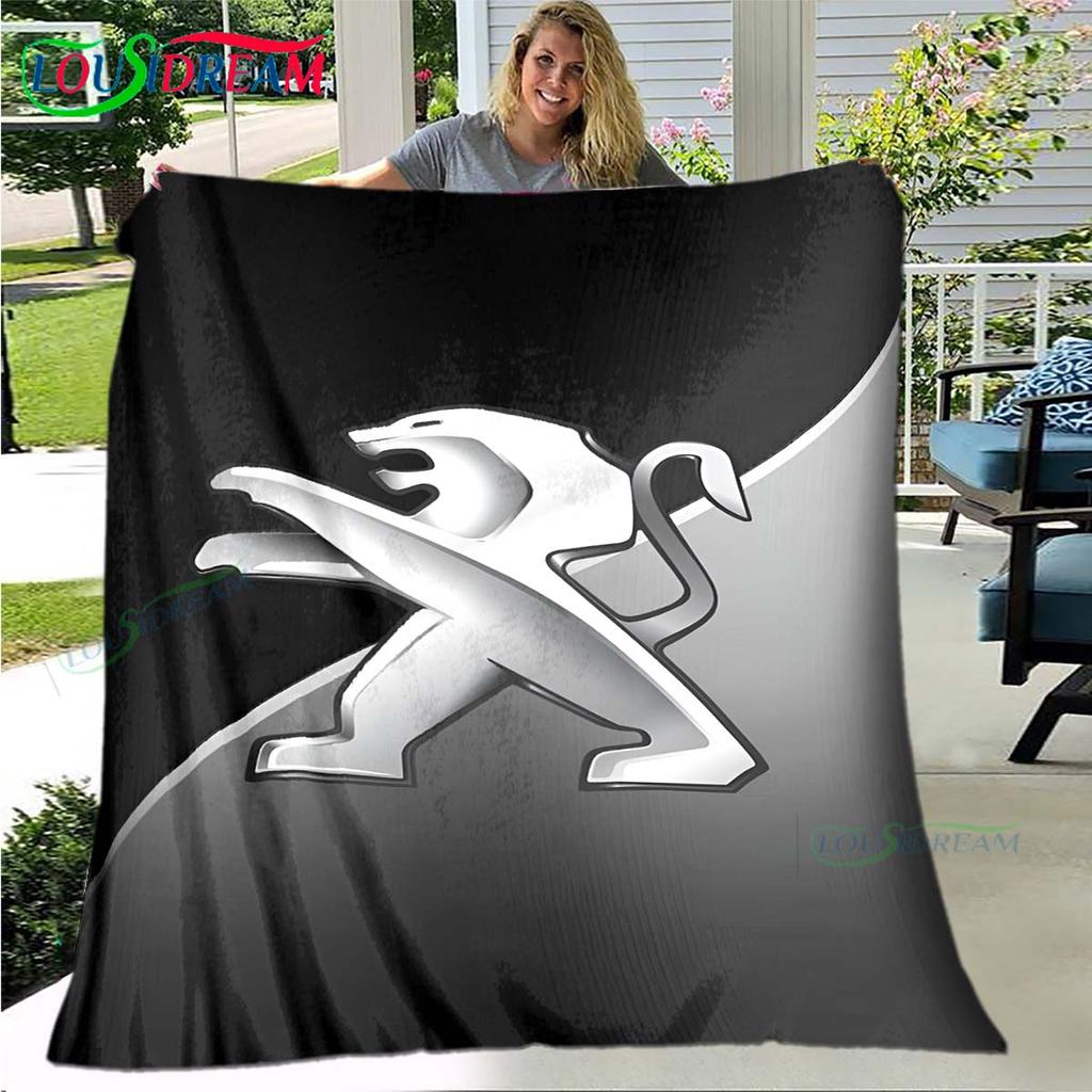 Fashion Car P-Peugeot Logo Blanket Flannel Throw Blanket For Home Bedroom Bed Sofa Picnic Office Hiking Leisure Nap Gift