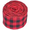 5m Christmas Wired Edge Ribbon Decorative Plaid Ribbon for Home DIY Gift Wrapping Crafts(Black Red )