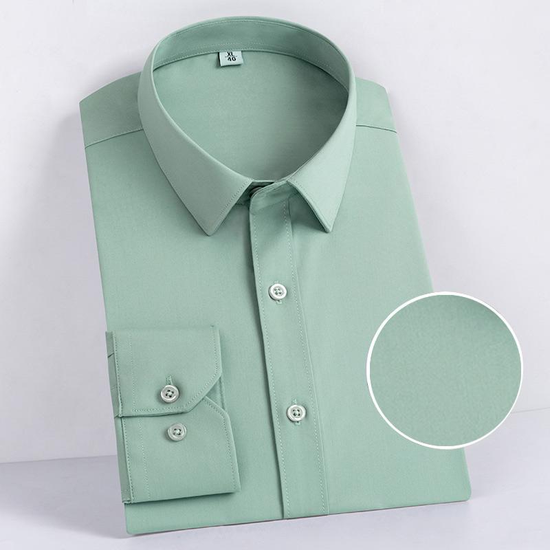 Мужские удобные однотонные рубашки, рубашка с длинным рукавом, повседневная деловая рабочая одежда, рубашка для мужчин, легкие рабочие дышащие рубашки с лацканами