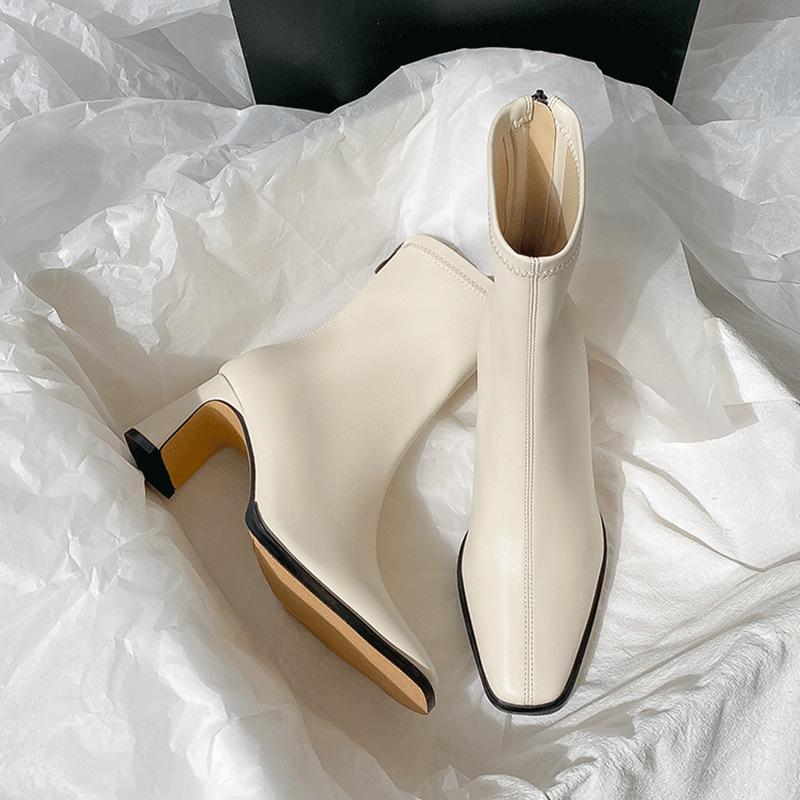Vintage Warm Cotton Women Ankle Boots Fashion Elegant Square Toe Shoes Autumn Winter Thick Heel Women's Short Booties 2025