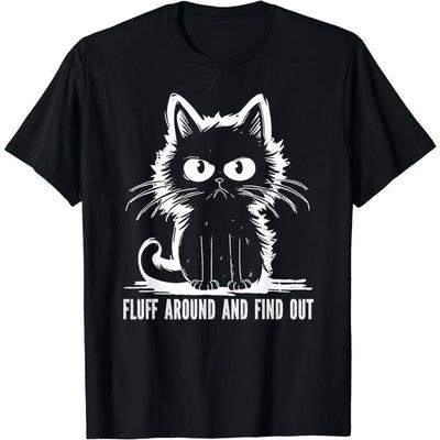 Fluff Around And Find Out Funny Cat Meme Graphic T-Shirt Tee