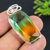 Natural Bi-Color Tourmaline Gemstone 925 Sterling Silver Pendant 1.85" E3R54