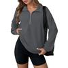 Women's Fashion Solid Color Zipper Lapel Solid Color Casual Sweatshirt Loose