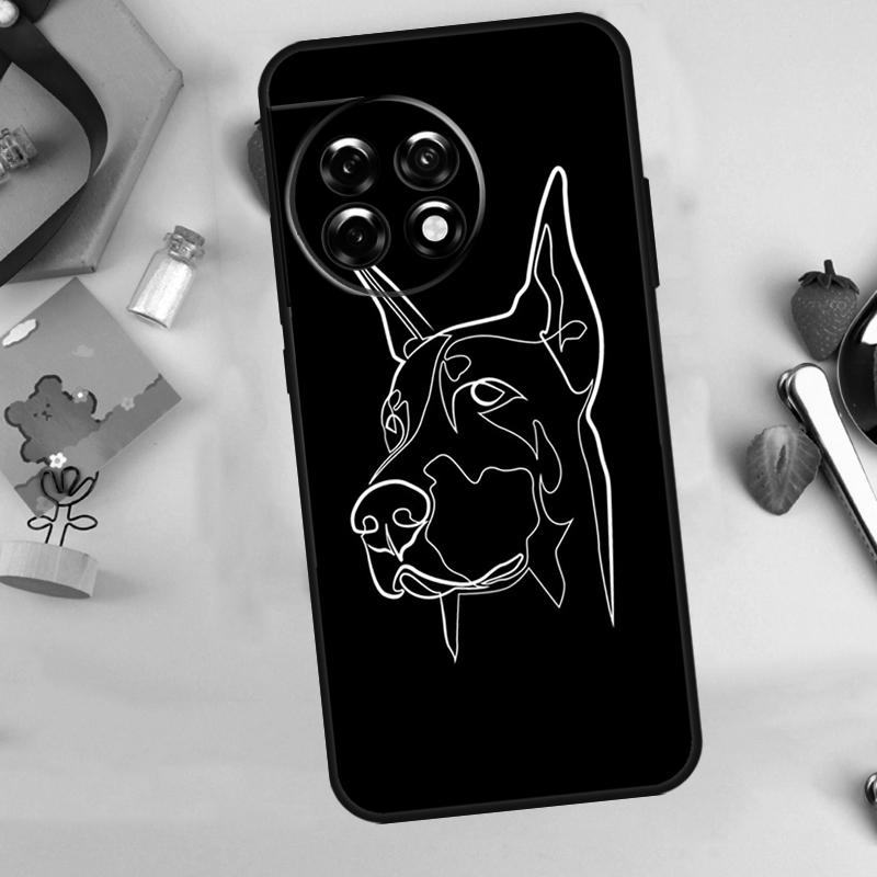 Cartoon Doberman Dog Case For OnePlus 13R 12R 10R 15 13 12 11 10 9 13T 10T 8T Nord CE 5 2 3 4 Lite N20 N30 Cover