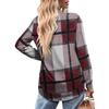 Women Casual Loose Plaid Long Sleeve Crew Neck Irregular Basic Top